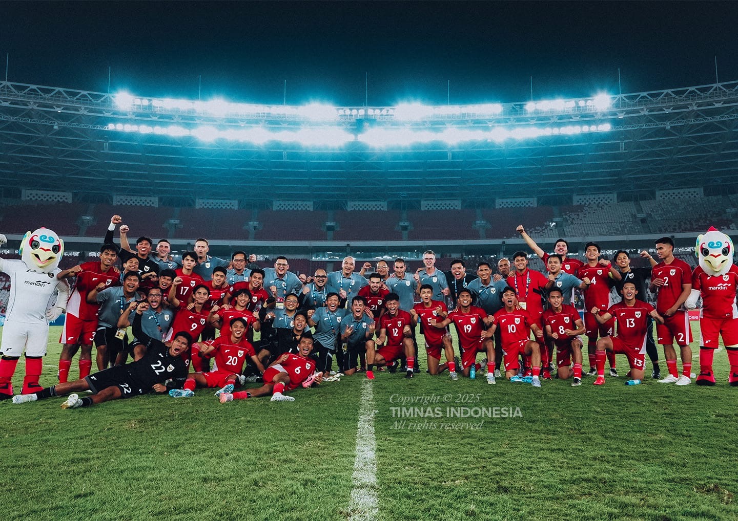 Timnas Indonesia U-23 selebrasi bersama di GBK.
