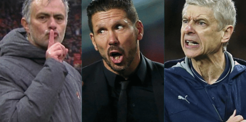 Mourinho, Simeone, dan Wenger dengan ekspresi emosional terkait kartu merah.