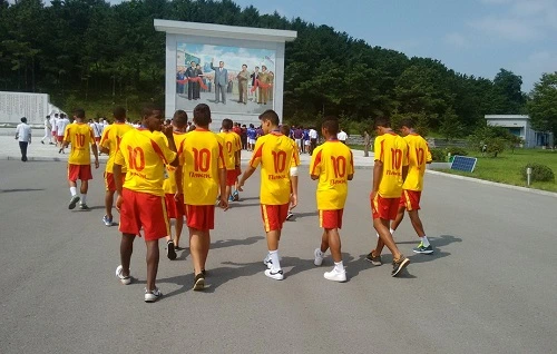 Pemain Atletico Sorocaba saat berada di Korea Utara.