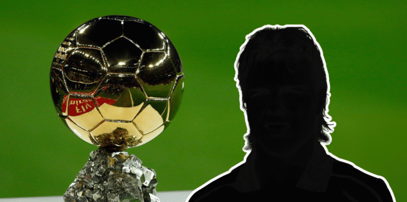 Siluet mantan pemain Swedia yang pernah masuk nominasi Ballon d’Or di samping trofi Ballon d’Or