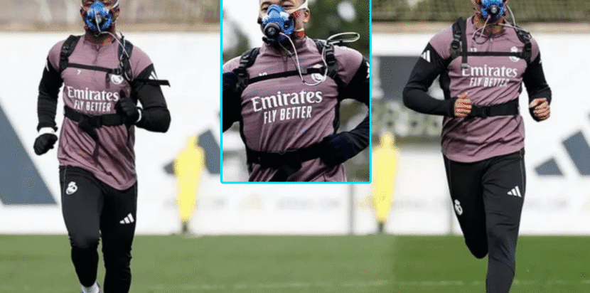 Pemain Real Madrid menjalani latihan fisik sambil mengenakan masker Cosmed K5 untuk mengukur VO2 max dan kondisi kebugaran.